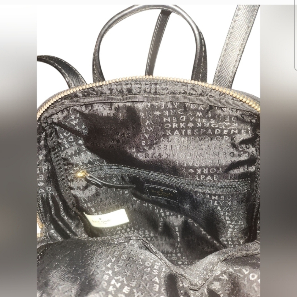 KATE SPADE Blake Avenue Hilo Nylon Black Backpack Gold-tone Name Plate -NWOT - Picture 8 of 12